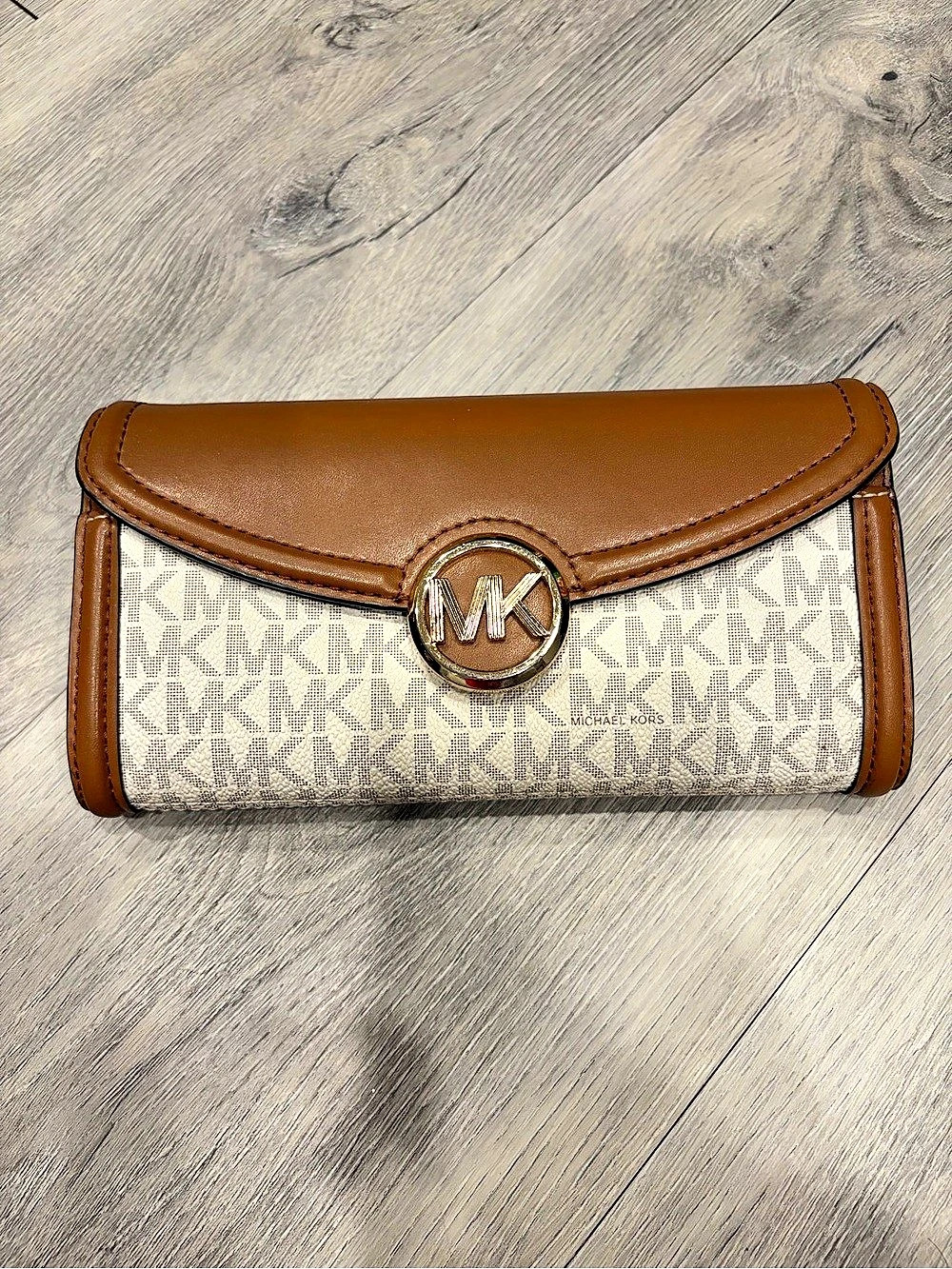 Michael Kors Fulton Flap Continental Wallet Brown & Beige